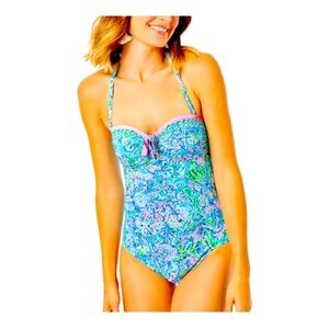 Lilly Pulitzer Jagger One Piece Surf Blue Soleil It On Me size 12 NWT
